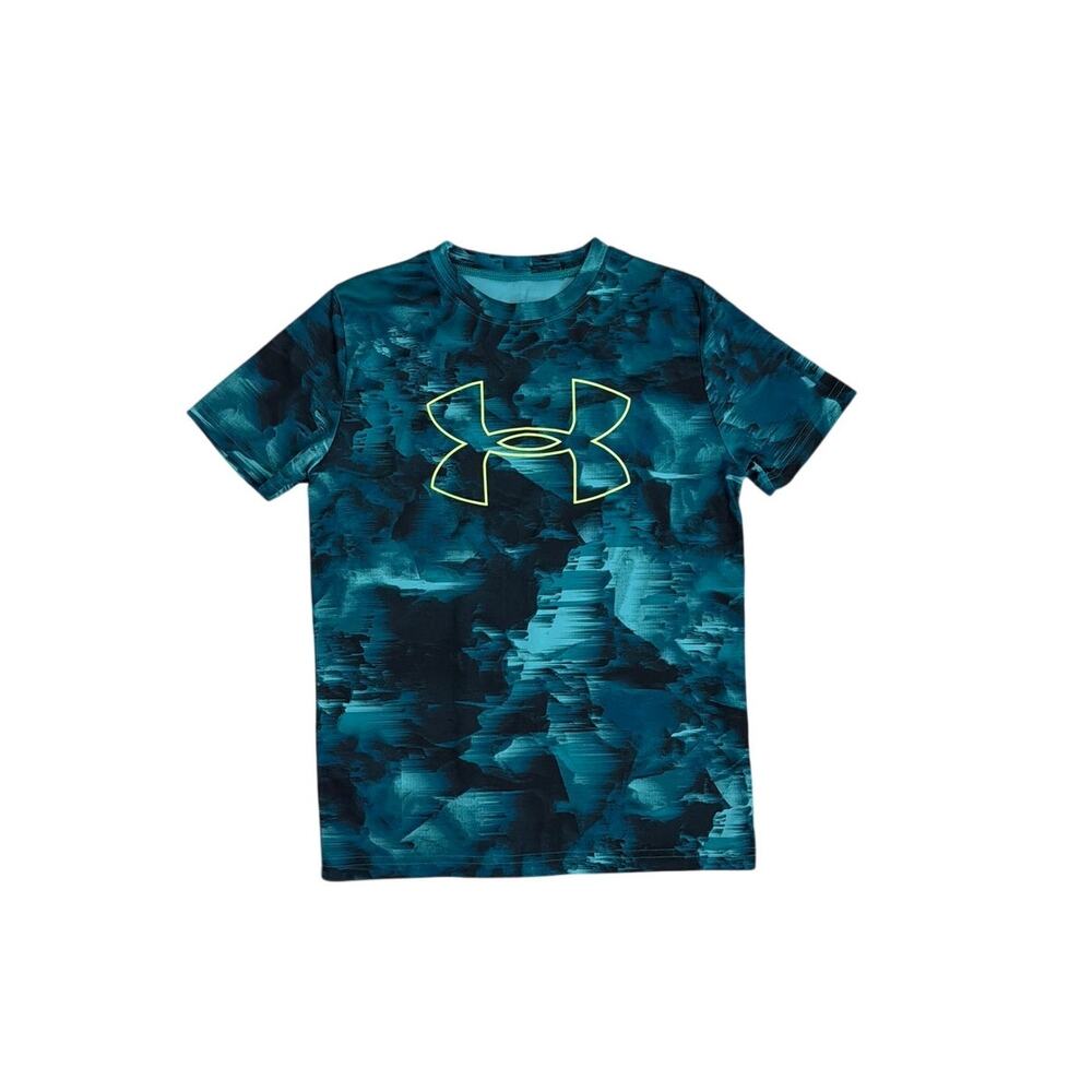 Under Armour UA Tech Blue Camo Dri Fit Athletic T-shirt Youth Medium 10/12